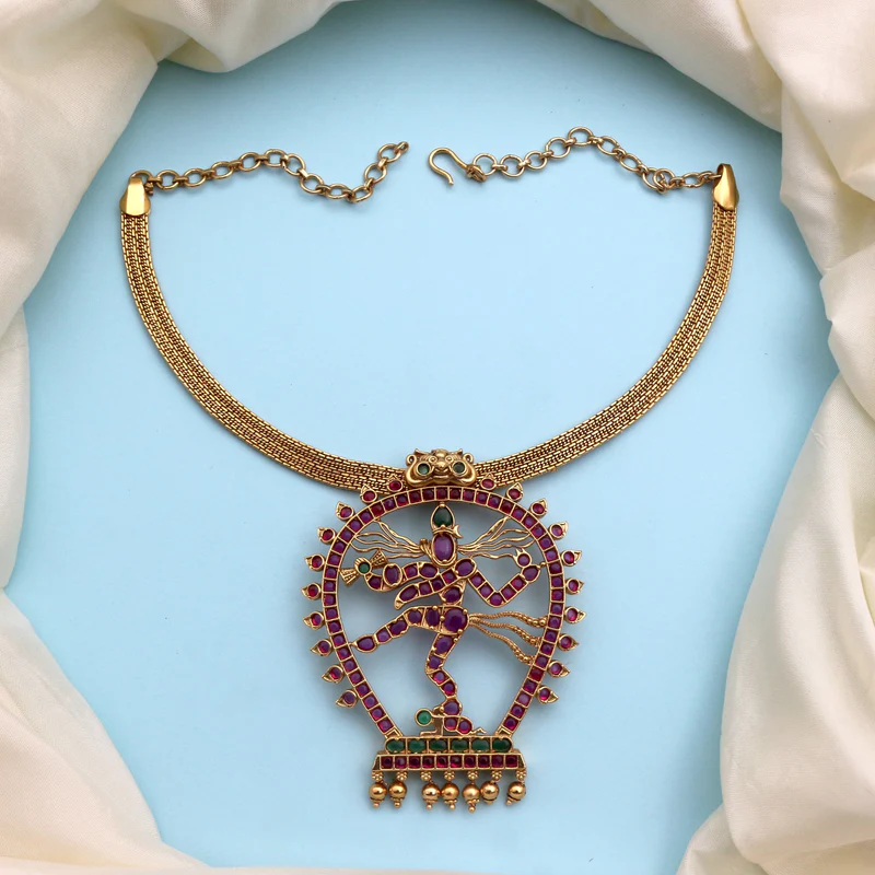 Detachable Premium Kemp Kundan Lord Nataraja Pendant set
